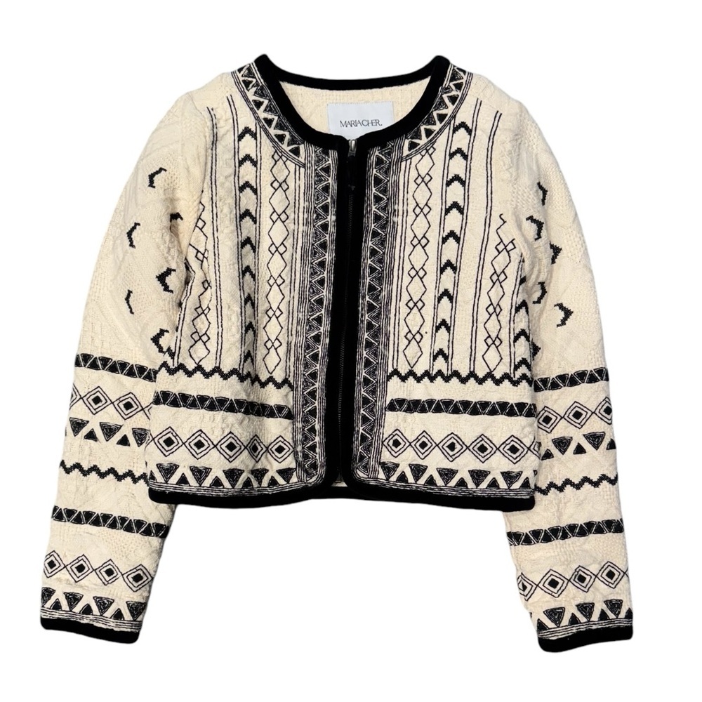 Mango Cream and Black Patterned Blazer